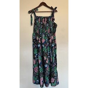 Grace Karin 2X Plus NWT Floral Smocked Midi Dress Resort Sundress Cotton Linen